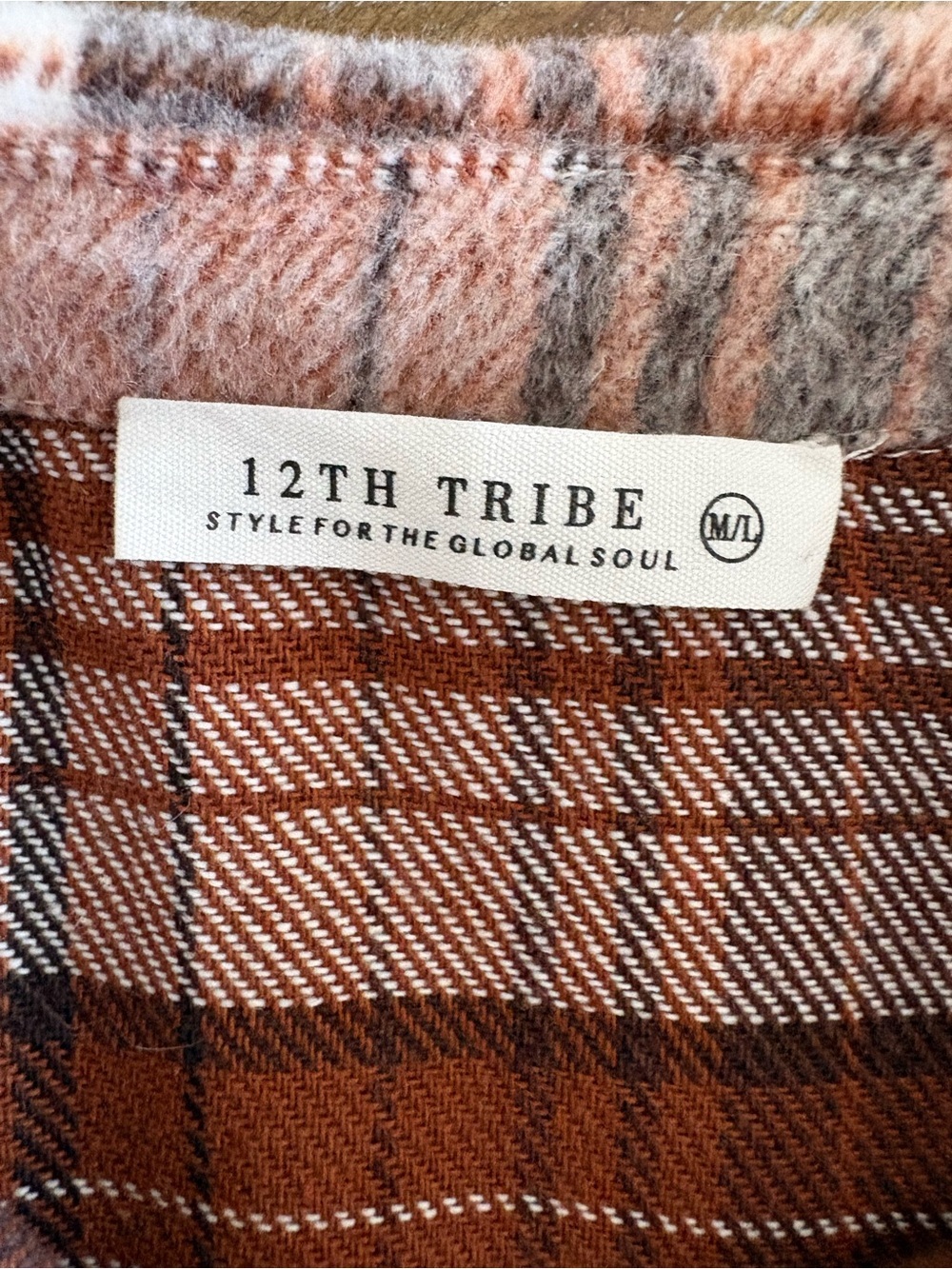 12th Tribe Brown Cream Plaid Utility Jacket - Picture 10 of 10